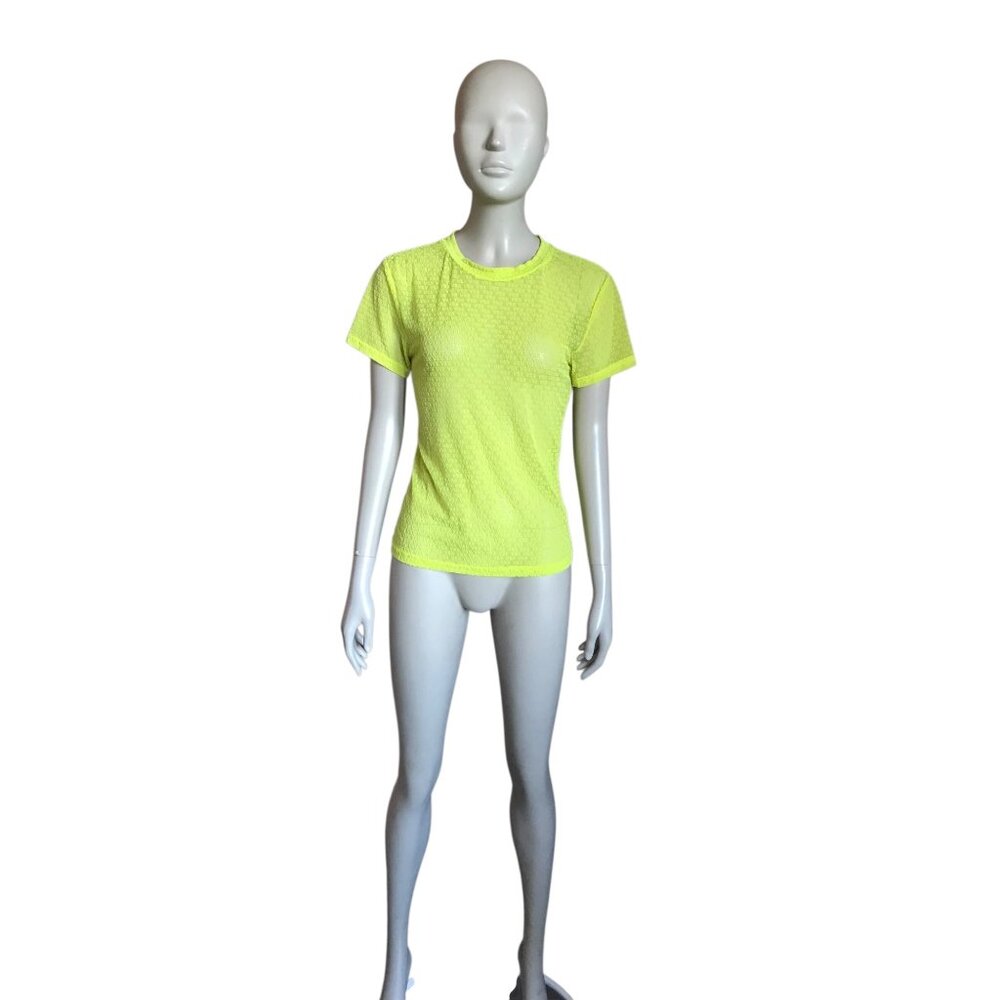 Victoria’s Secret Neon Yellow Mesh Short Sleeve Top